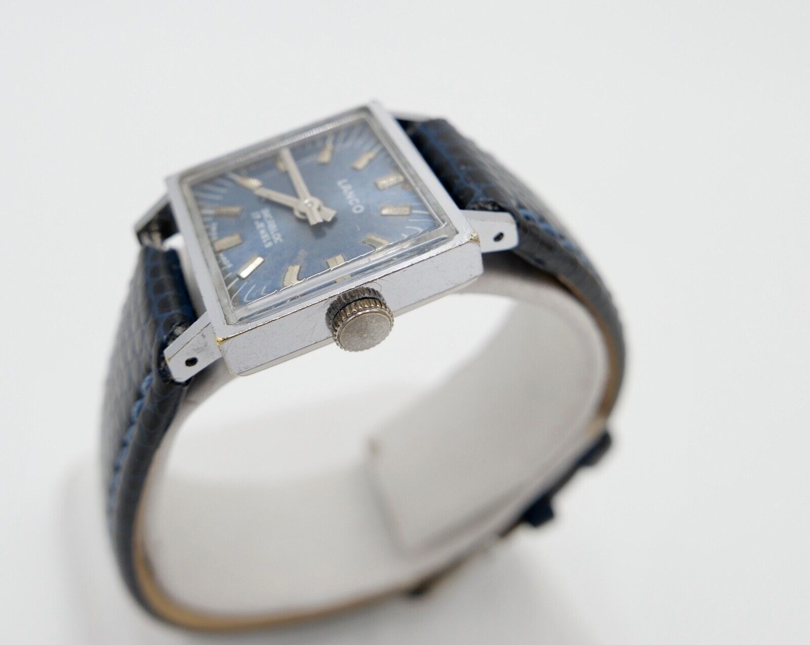 vintage 1960er Jahre LANCO 1575 Damenuhr Cal. 6630 Edelstahl mit neuem Lederband - Antikhandel-Stuttgart