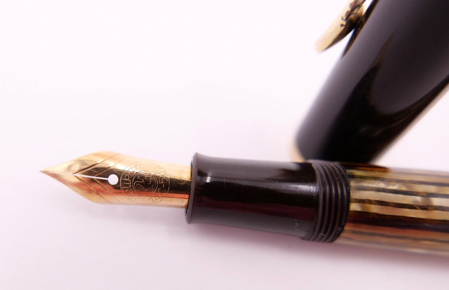 PELIKAN 400 Füller 585 / 14Ct Goldfeder E Kolbenfüller Schildpatt OM - Antikhandel-Stuttgart