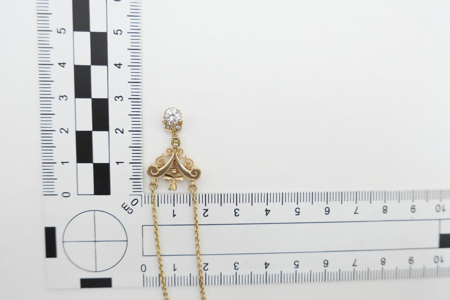 70er Jahre Collier vergoldet 47 cm Spinell Anhänger um 1860 - Antikhandel-Stuttgart