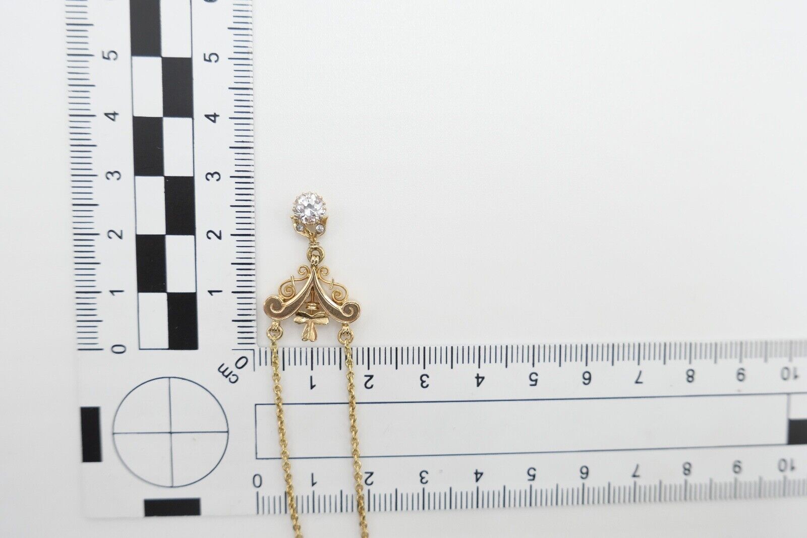 70er Jahre Collier vergoldet 47 cm Spinell Anhänger um 1860 - Antikhandel-Stuttgart