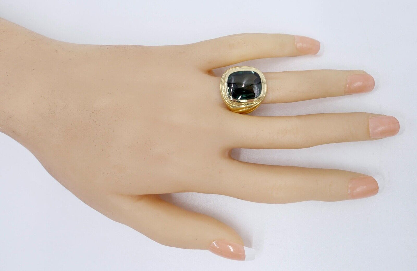 Alter Herren Gold Ring 585 14K Göße 62 mit grünem Turmalin CB - Antikhandel-Stuttgart