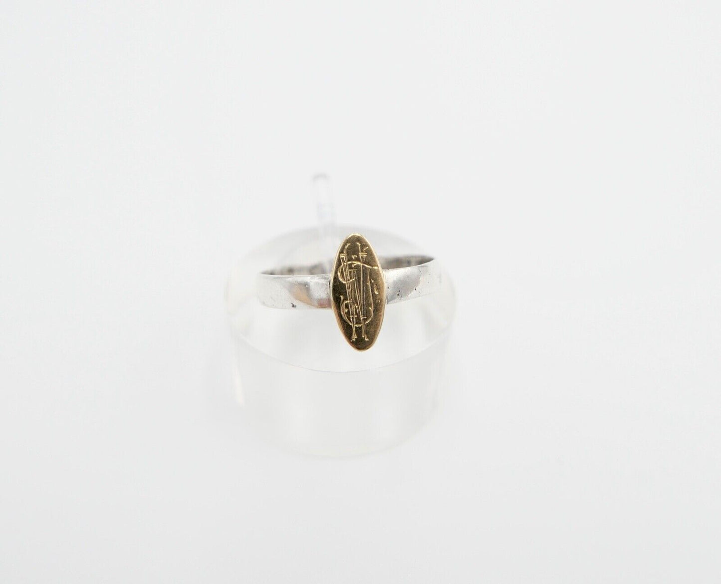 UNIKAT alter um 1900 Ring Gold - Silber Gr. 53 mit Monogramm JW WJ - Antikhandel-Stuttgart