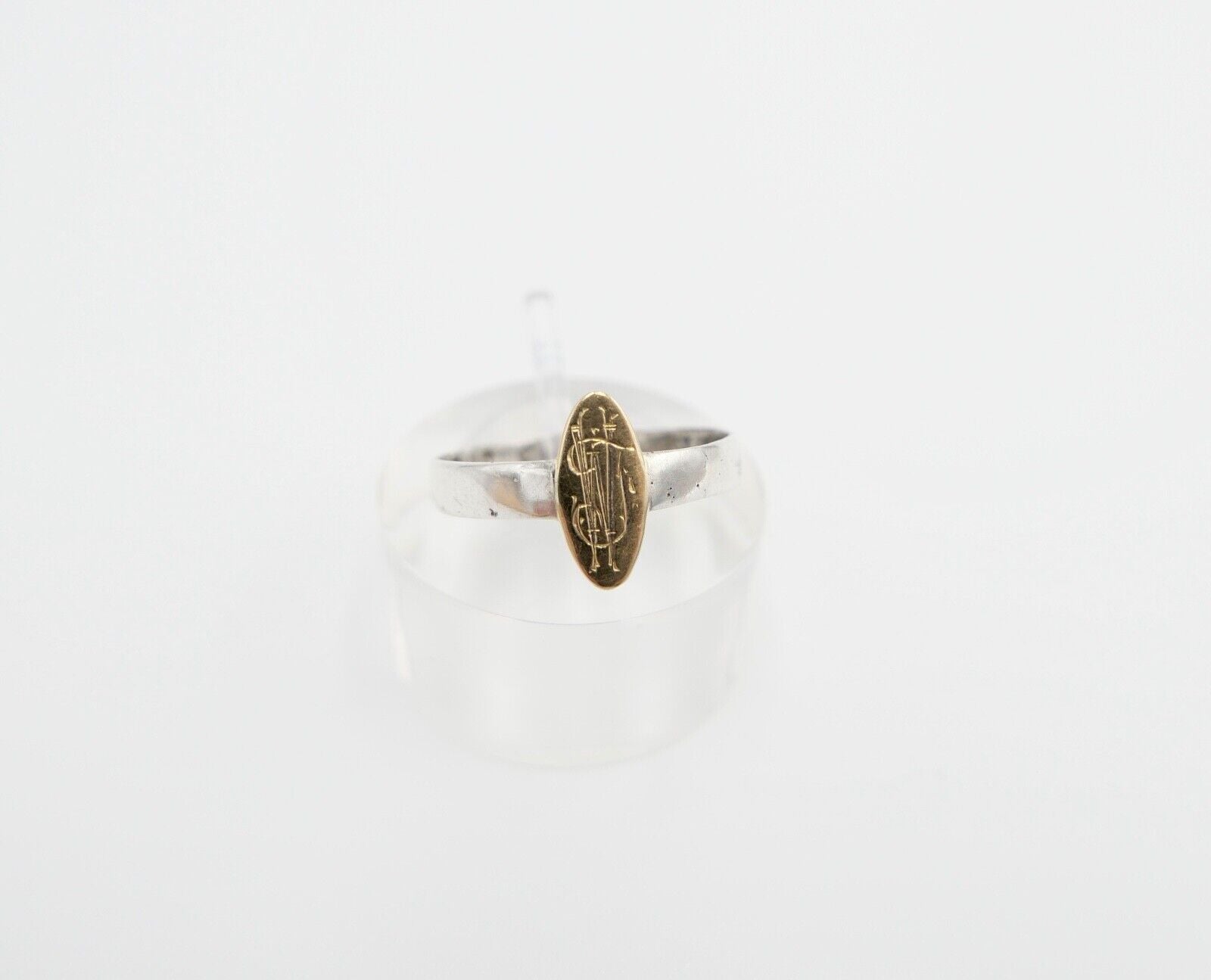 UNIKAT alter um 1900 Ring Gold - Silber Gr. 53 mit Monogramm JW WJ - Antikhandel-Stuttgart