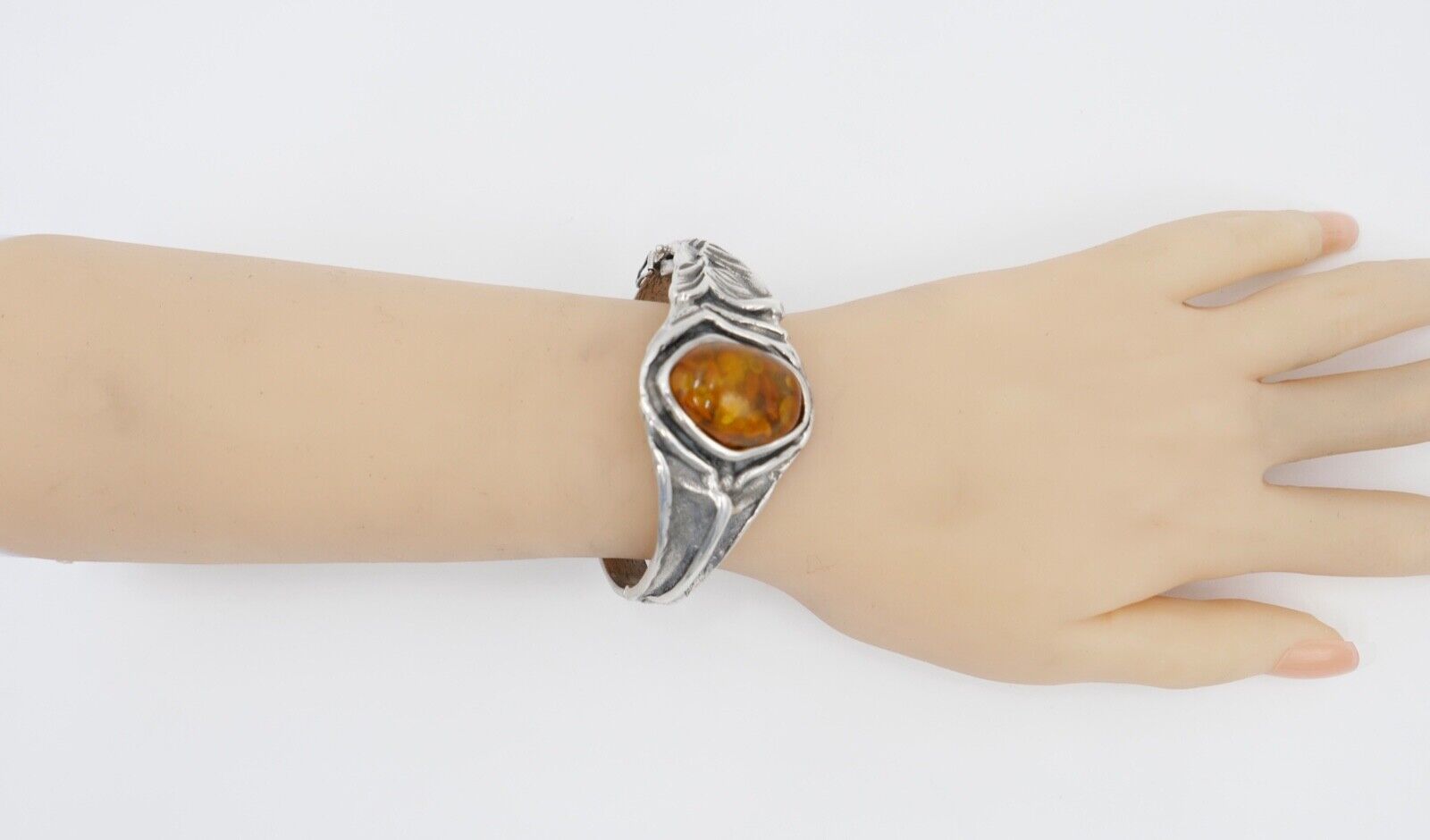 vintage Silber 925 Bernstein Armband Armreif Armspange Sterlingsilber - Antikhandel-Stuttgart