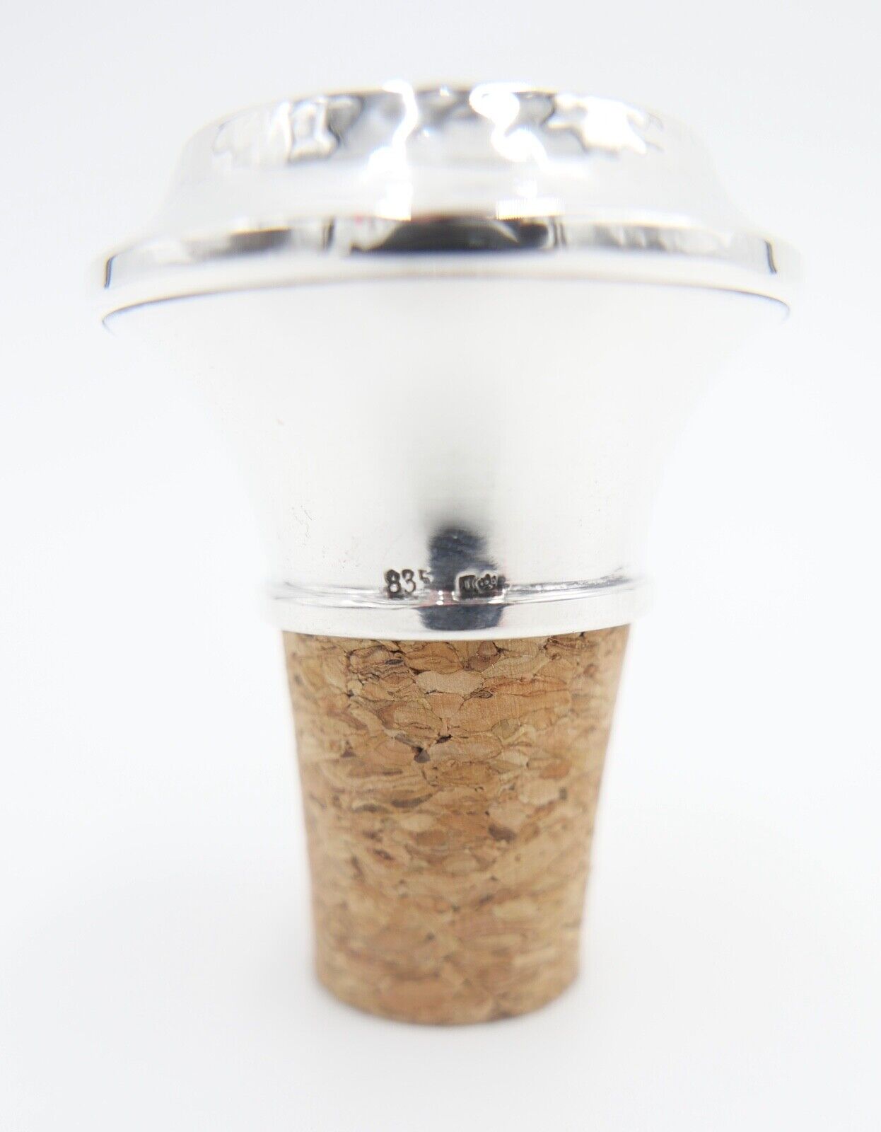 30er / 40er Jahre Korken NEU Flaschenkorken gehämmert 835 Silber Halbmond Krone - Antikhandel-Stuttgart