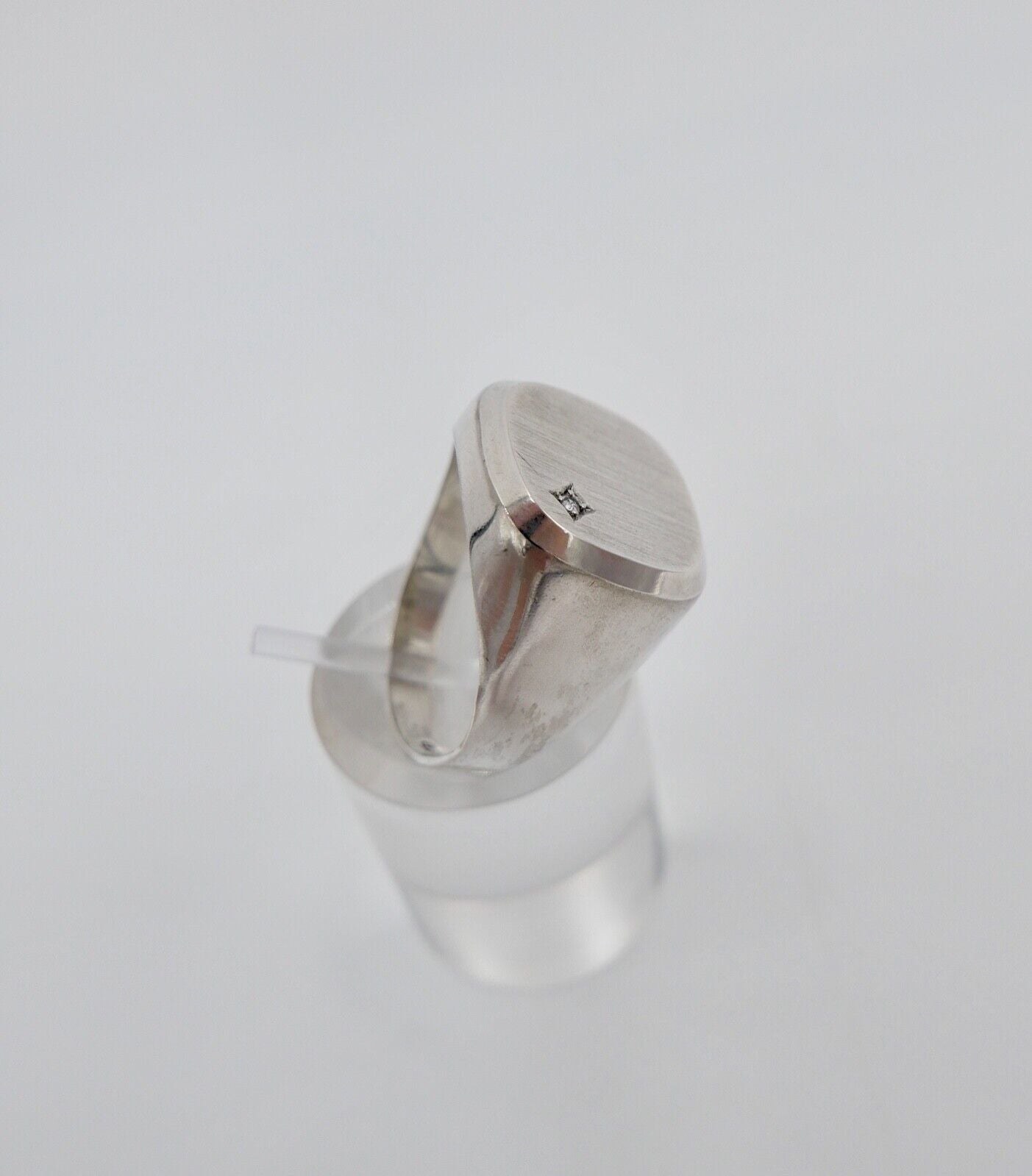 Alter Siegelring Herrenring mit Zirkonia 835 S Silber Größe 64 ohne Siegelgravur - Antikhandel-Stuttgart