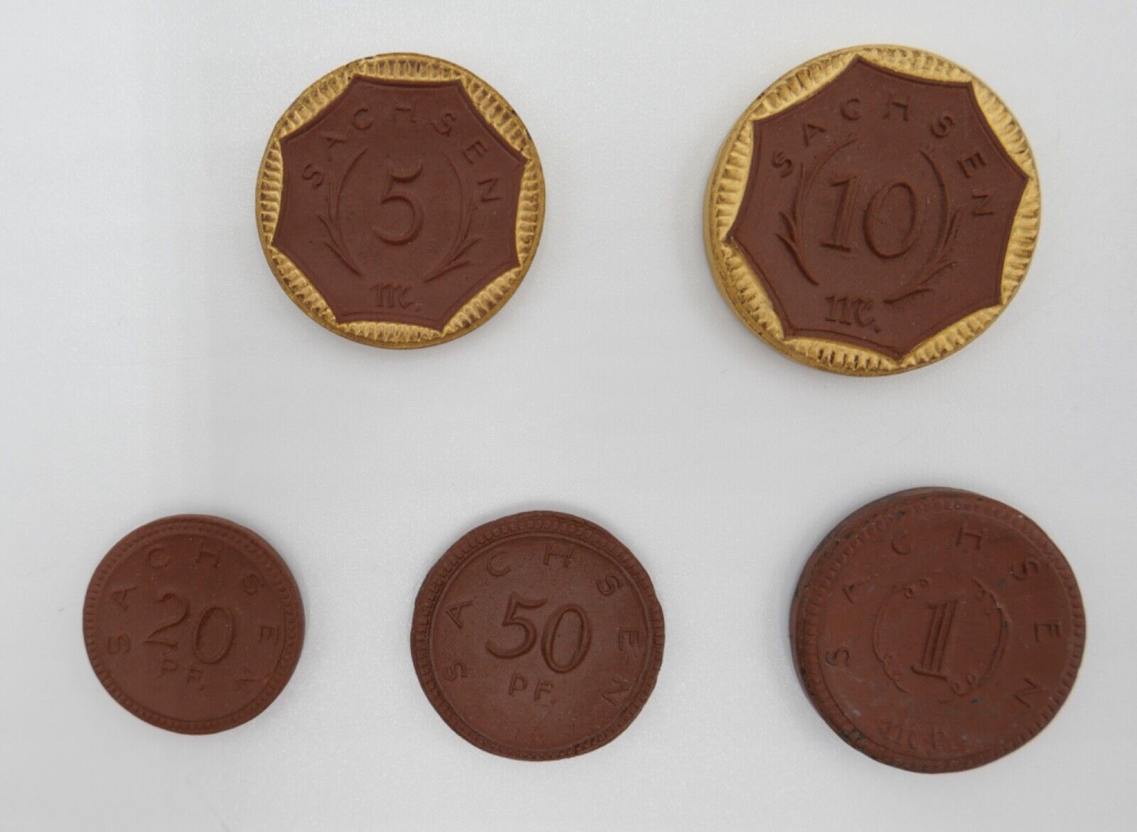 7 Münzen Posten / LOT Notgeld SACHSEN Meißner Porzellan 1921 Pfennig Mark - Antikhandel-Stuttgart