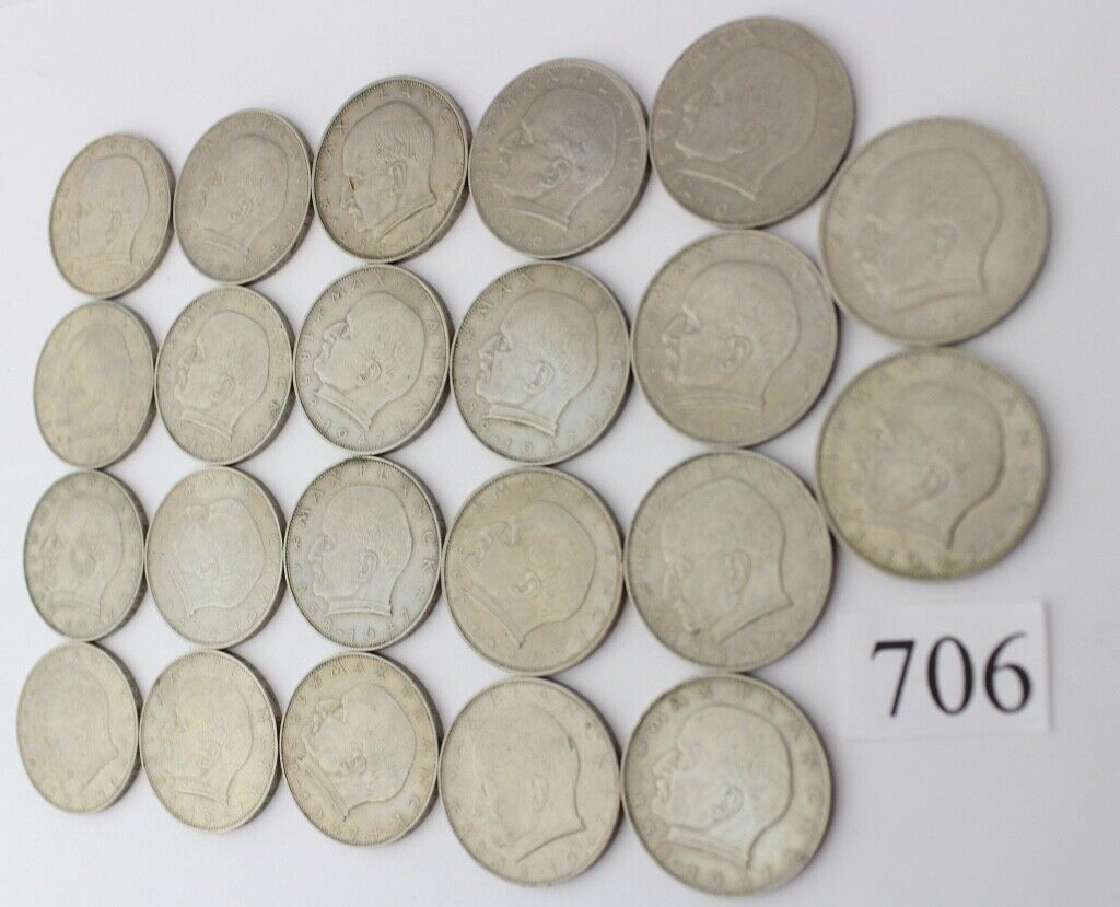 22x 2 DM Mark MAX PLANCK 1957 - 1971 Jäger J. 392 1957 1958 1959 - Antikhandel-Stuttgart