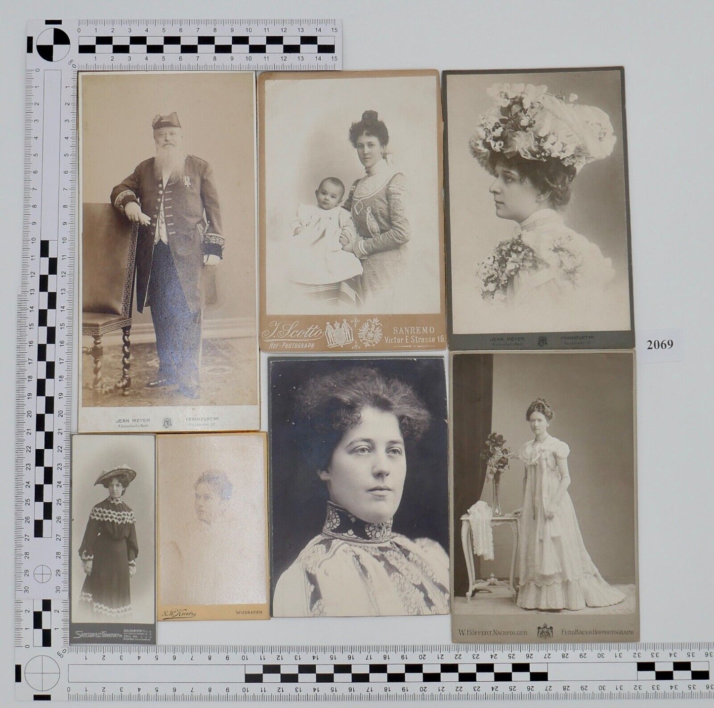 7x antike Großfoto auf Pappe Portrait Frankfurt Sanremo Wiesbaden Bonn - Antikhandel-Stuttgart