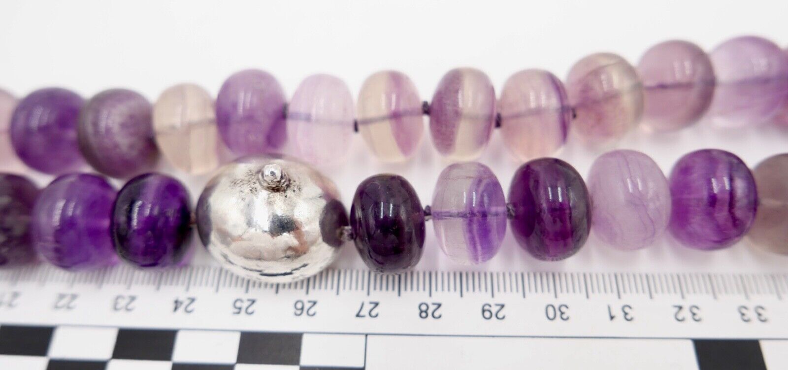 Amethyst Kette Collier 925 Silber & 750 Gold Elementen 90 cm Magnet Verschluss - Antikhandel-Stuttgart