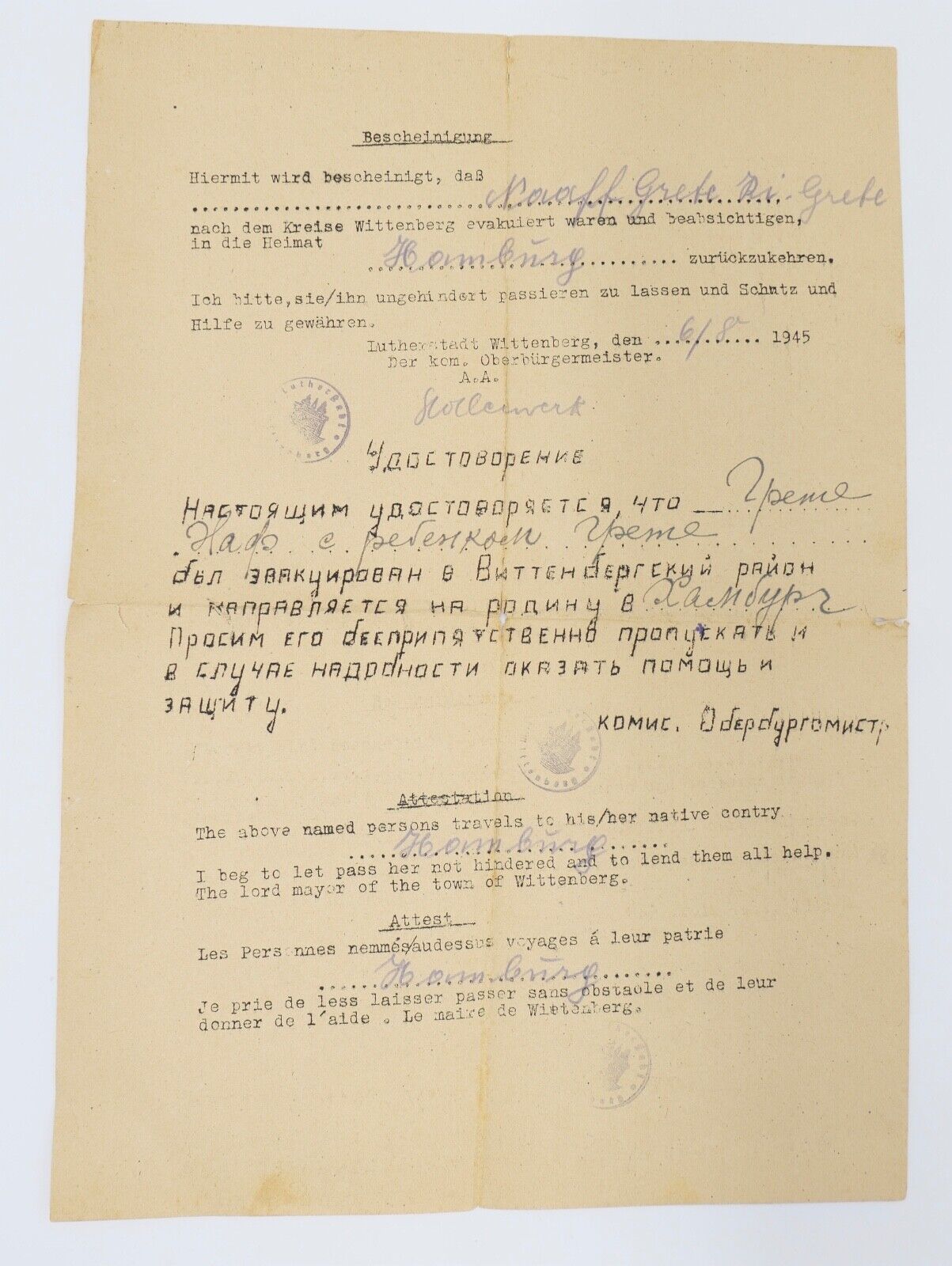 Trauschein Taufbuch Geburts- Taufschein Umsiedler Bescheinigung 1938 1939 1945 - Antikhandel-Stuttgart