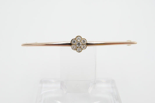 30er Jahre Brosche Bajonettverschluß 62mm 585 Rotgold Übergangsschliff Diamant - Antikhandel-Stuttgart