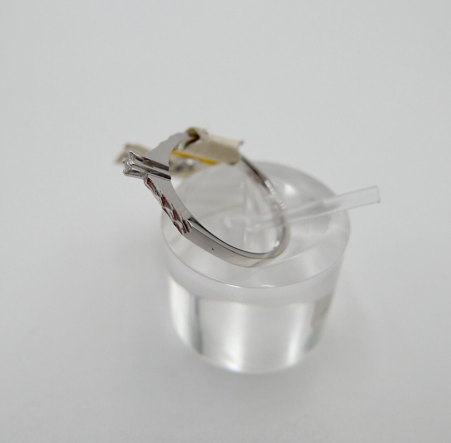 - NEU - 90er Jahre Solitär Ring Weißgold Gold 585 14K Brillant 0,03 Ct Gr. 53 54 - Antikhandel-Stuttgart