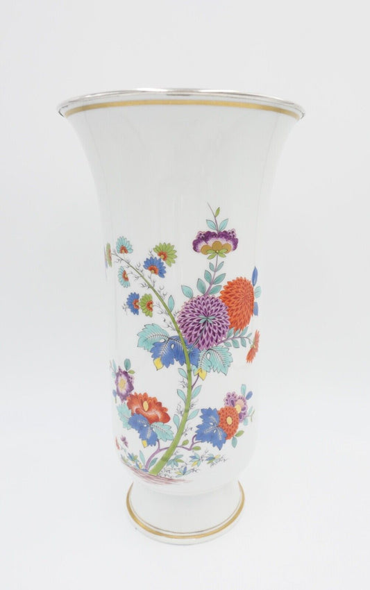 Meissen 1. Wahl L. 262 Unikat Vase 34,5cm hoch indische Blumen mit Silbermontur - Antikhandel-Stuttgart