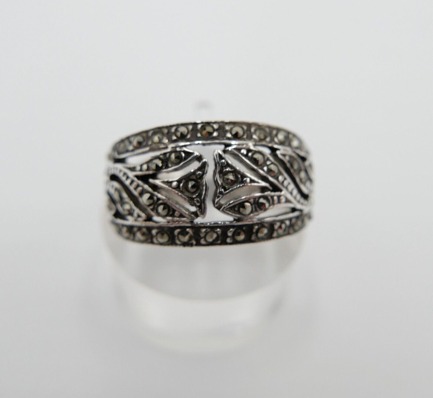 80er Jahre Markasit 925 Silberring Gr. 57 Damenring - Antikhandel-Stuttgart