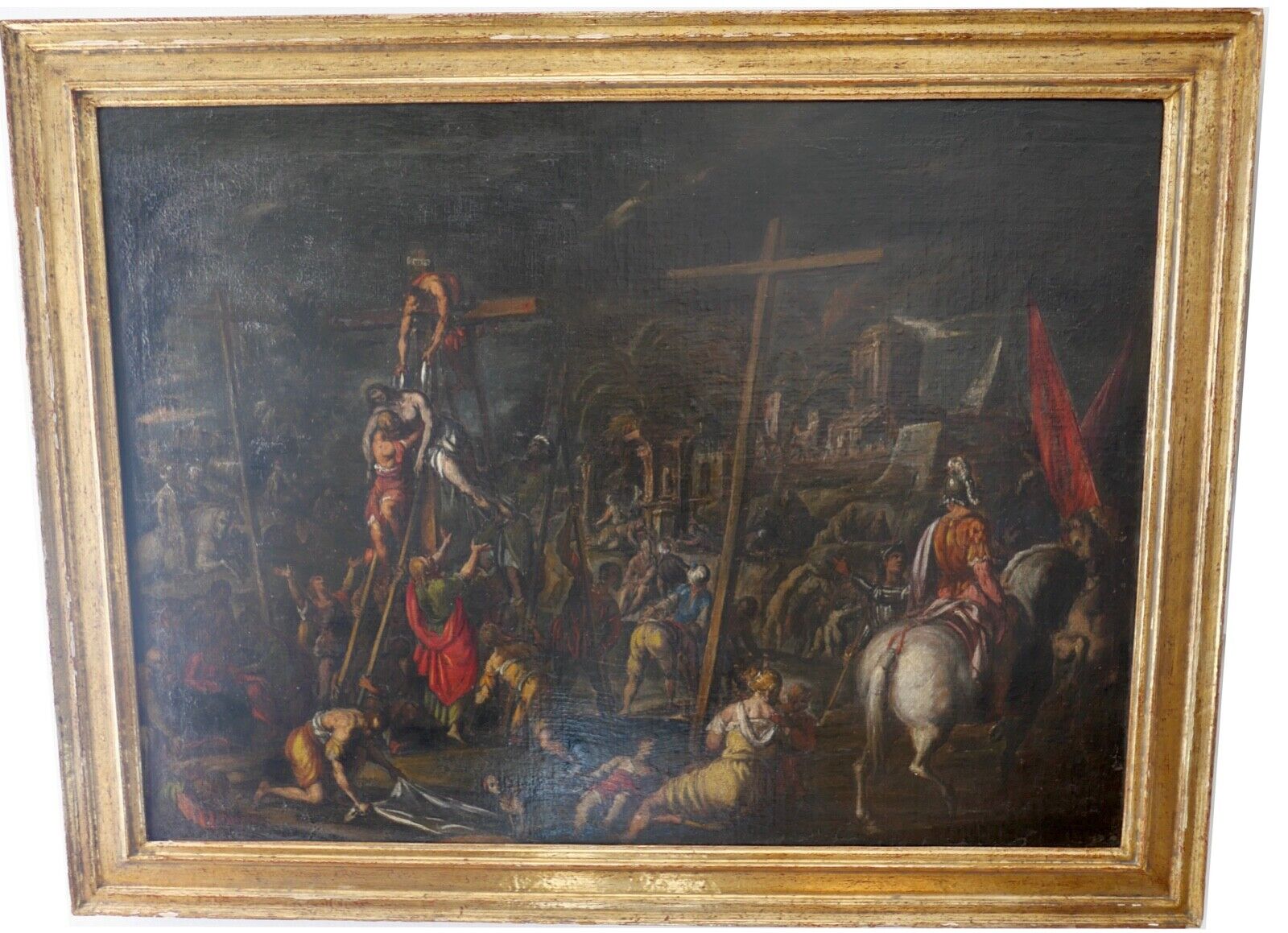 ANTIK 17. Jh KALVARIENBERG ALTMEISTER Gemälde Jesus Öl 106x81,5 cm Goldrahmen - Antikhandel-Stuttgart