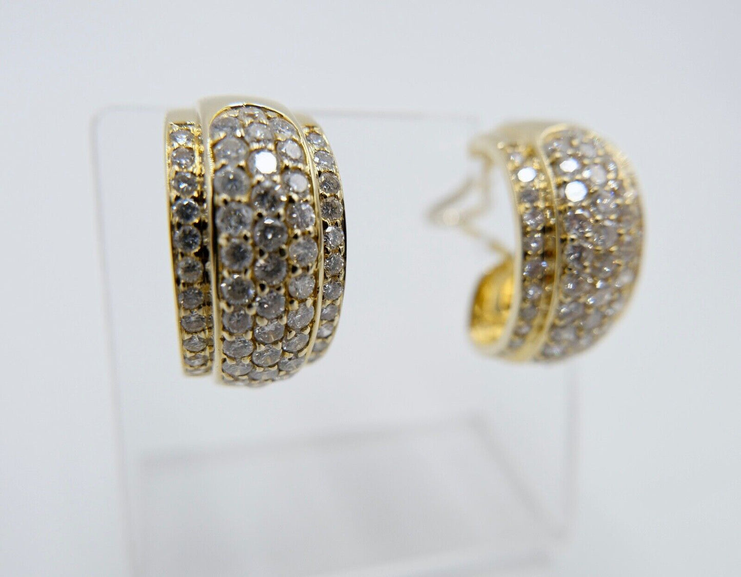 2,52 Ct Diamant Halbcreolen 585 14K Gelbgold 106 Brillanten besetz Ohrringe 90er - Antikhandel-Stuttgart