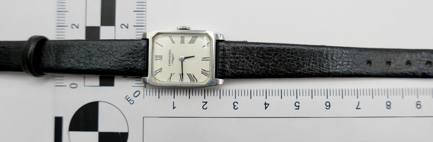70er Klassische LONGINES Damenuhr Cal. 460 neues Lederarmband Handaufzug 21x18mm