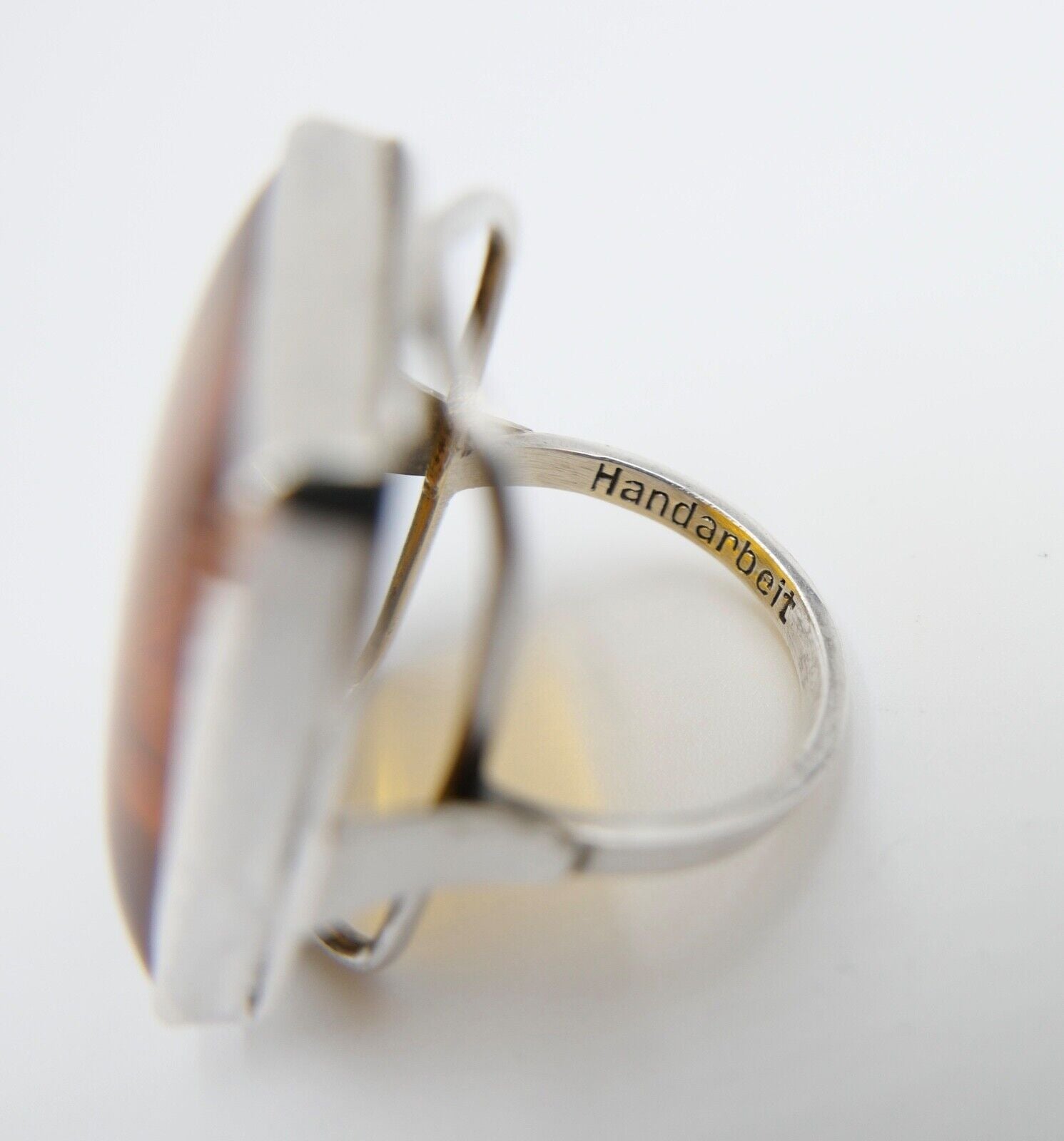 Bernstein Handarbeit Designer Ring Gr. 57 Silber 900 - Antikhandel-Stuttgart