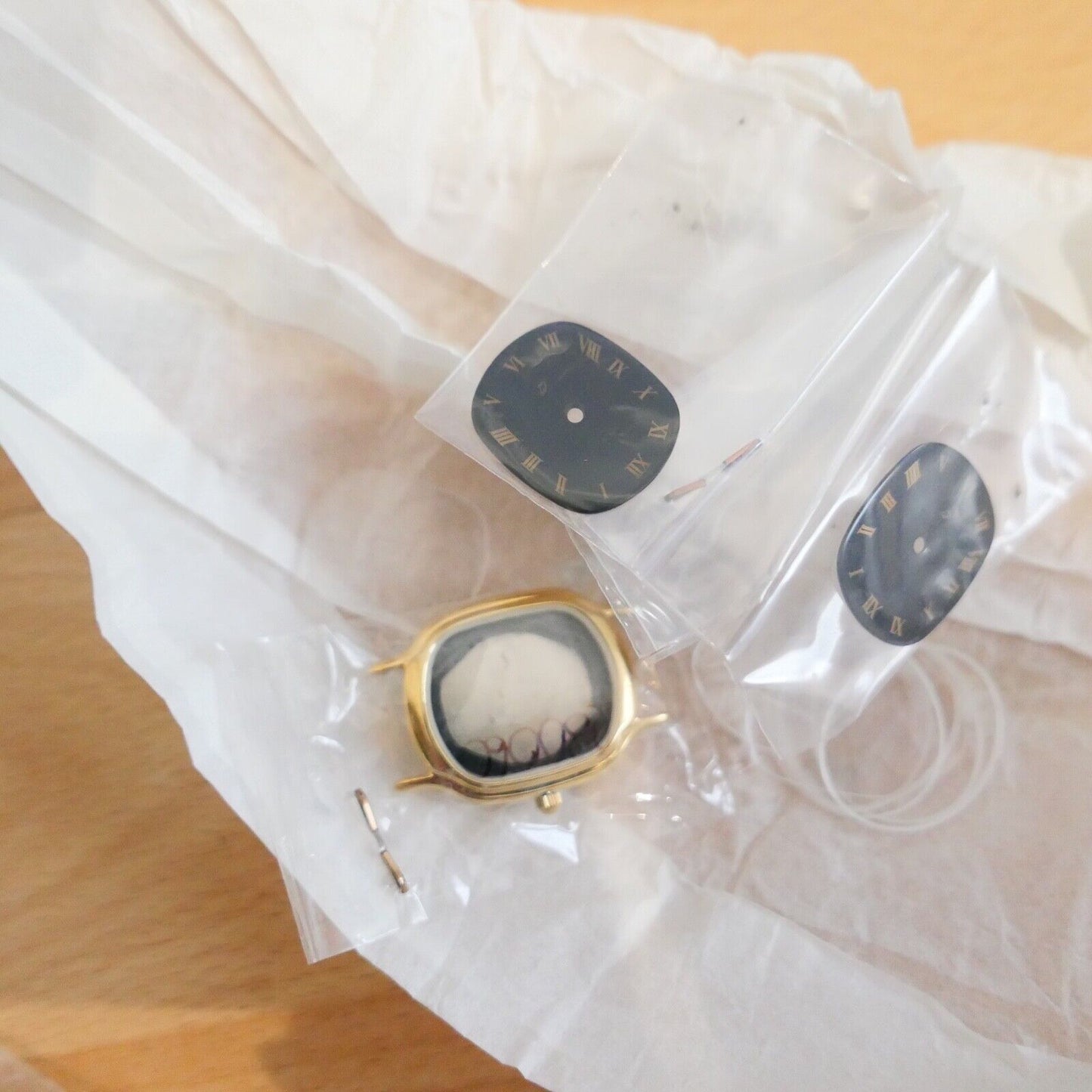 Uhrenzubehör Posten ZENTRA Gold NEU Uhren Gläser Gehäuse Lünetten Zeiger Kronen - Antikhandel-Stuttgart