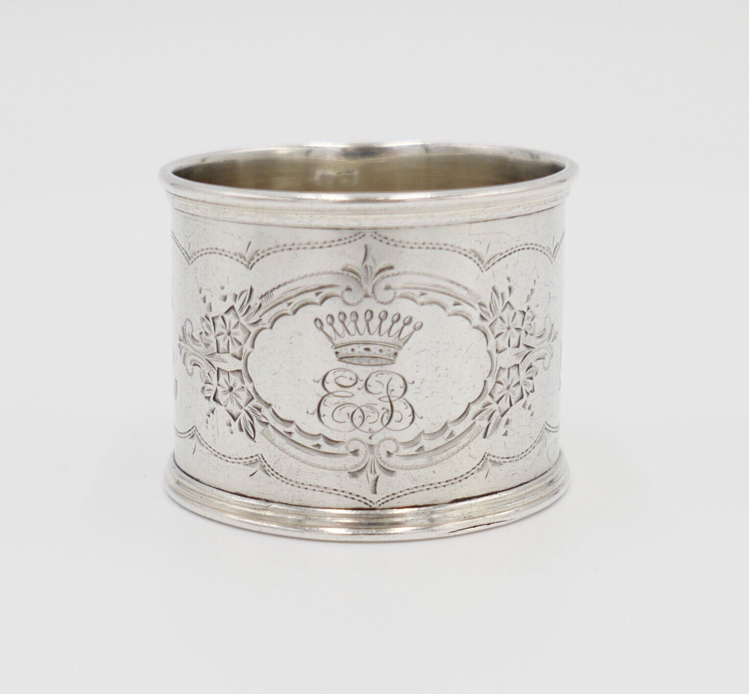 Jugendstil Souvenir Graf Adelskrone neunzackige Krone Serviettenring 800 Silber - Antikhandel-Stuttgart