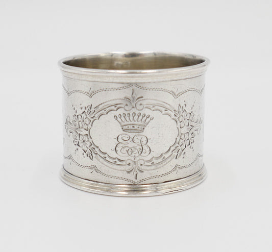 Jugendstil Souvenir Graf Adelskrone neunzackige Krone Serviettenring 800 Silber - Antikhandel-Stuttgart