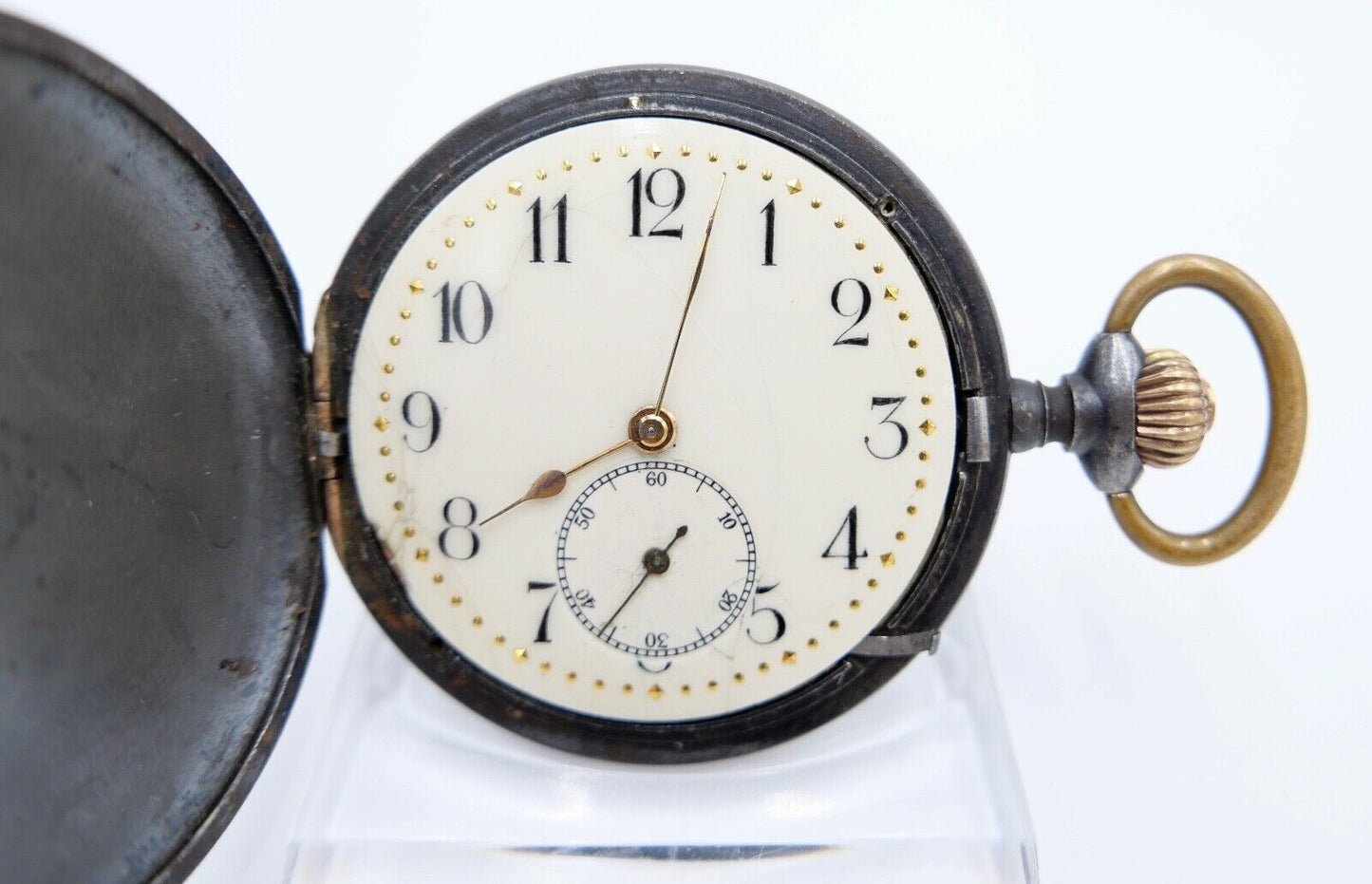 Antike Taschenuhr TAVANNES Ø 48 mm Emaille Zifferblatt - Antikhandel-Stuttgart