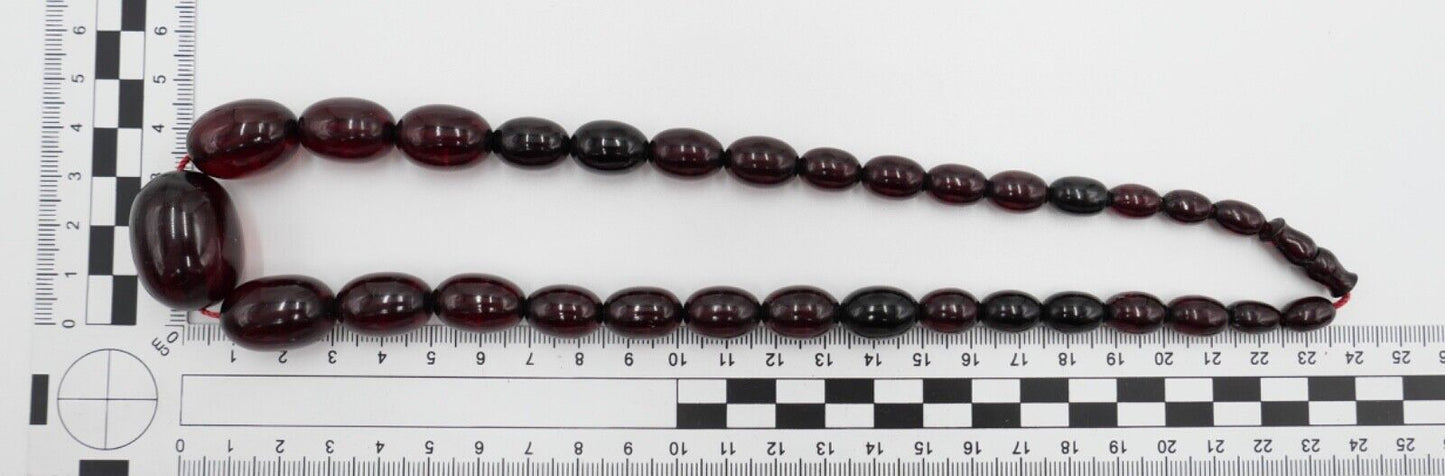 1920er Jahre Cherry Bakelit Rot Oliven bakelite Kette 50 cm - Antikhandel-Stuttgart