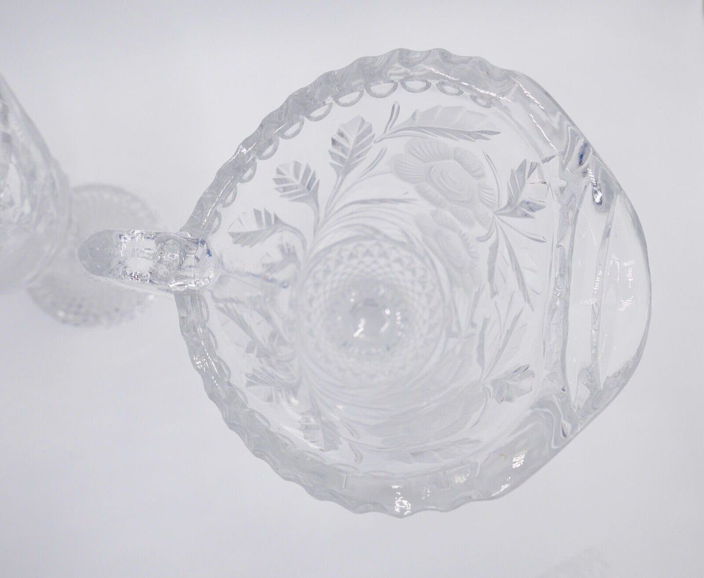 alt vintage Krug Karaffe Kanne Pokal Bleikristall geätztes Glas - Antikhandel-Stuttgart