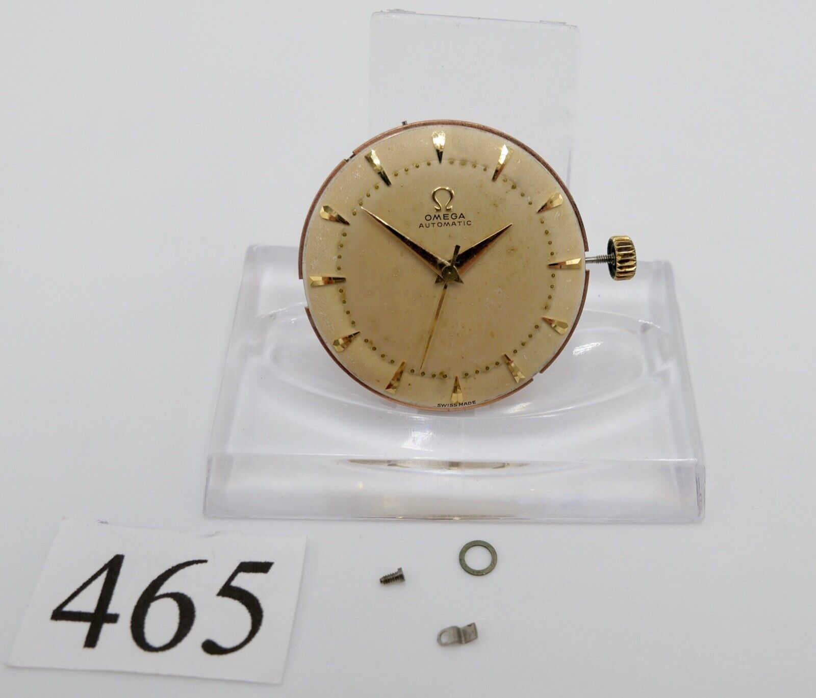 LÄUFT Omega Cal. 354 Autom Uhrwerk Ziffernblatt Zeiger Krone voll funktionsfähig - Antikhandel-Stuttgart