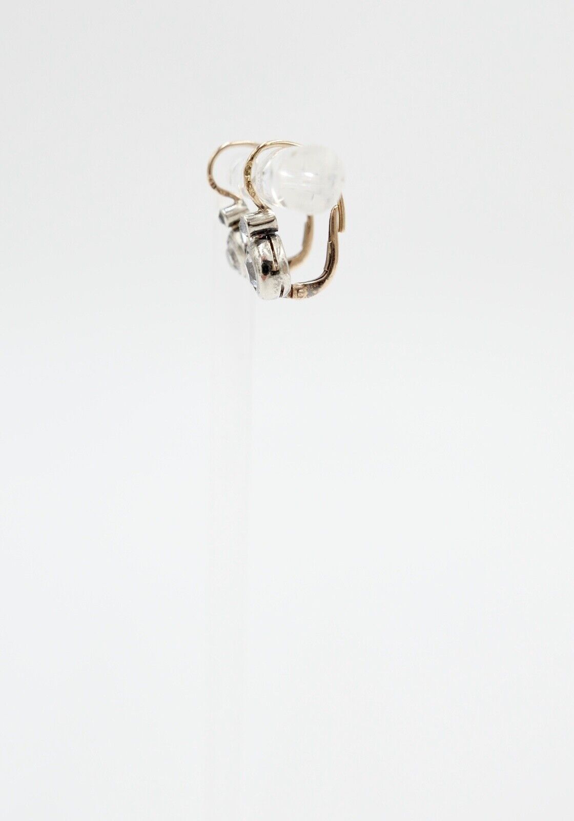 1872-1922 Ohrringe Ohrhänger 580 Gold & platinierte Oberfläche weiße Topas - Antikhandel-Stuttgart