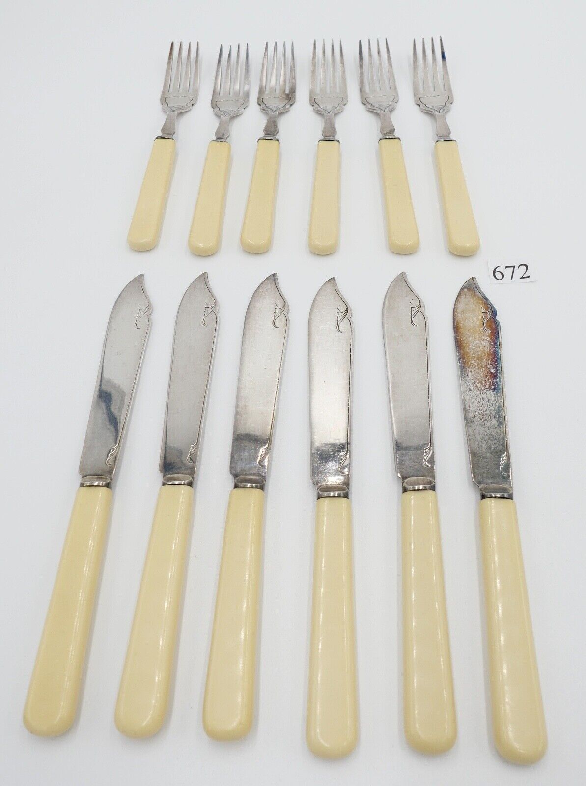 12 Teile E.P.N.S. Besteck 30er / 40er Jahre vintage Gabel Fischmesser - Antikhandel-Stuttgart