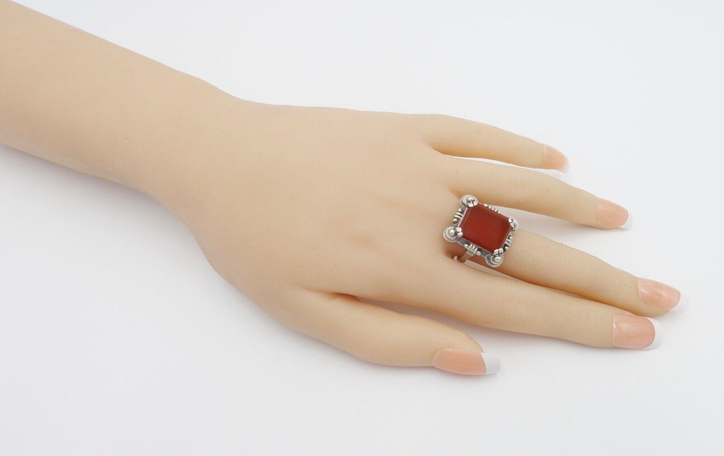 Art Deco Damenring Silber Gr. 55 mit Karneol - Antikhandel-Stuttgart