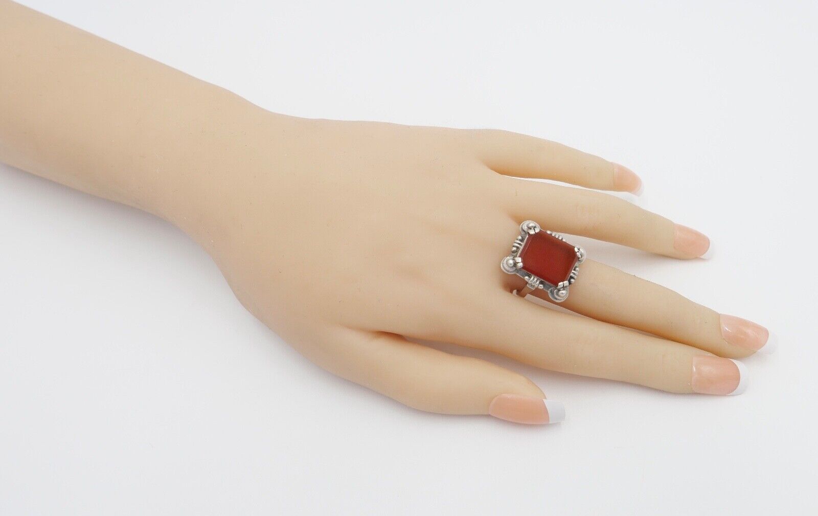 Art Deco Damenring Silber Gr. 55 mit Karneol - Antikhandel-Stuttgart