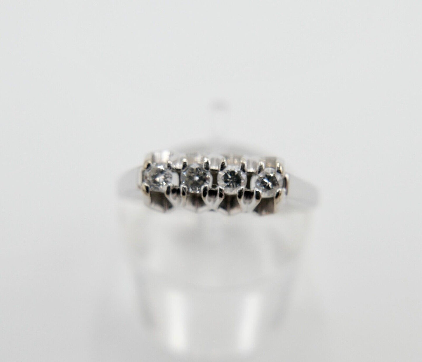 70er Jahre halb memory Weißgold Ring 585 14K mit 4 Diamanten 0,20Ct Gr. 61 - Antikhandel-Stuttgart