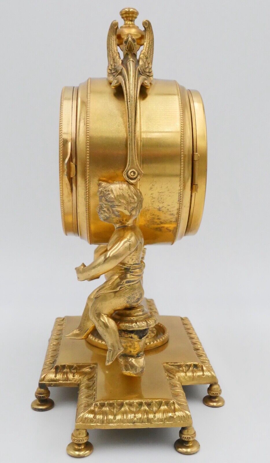 Collection D'Art Frankreich Kaminuhr Tischuhr 8 Tage Kinder Motiv 1960 vergoldet - Antikhandel-Stuttgart