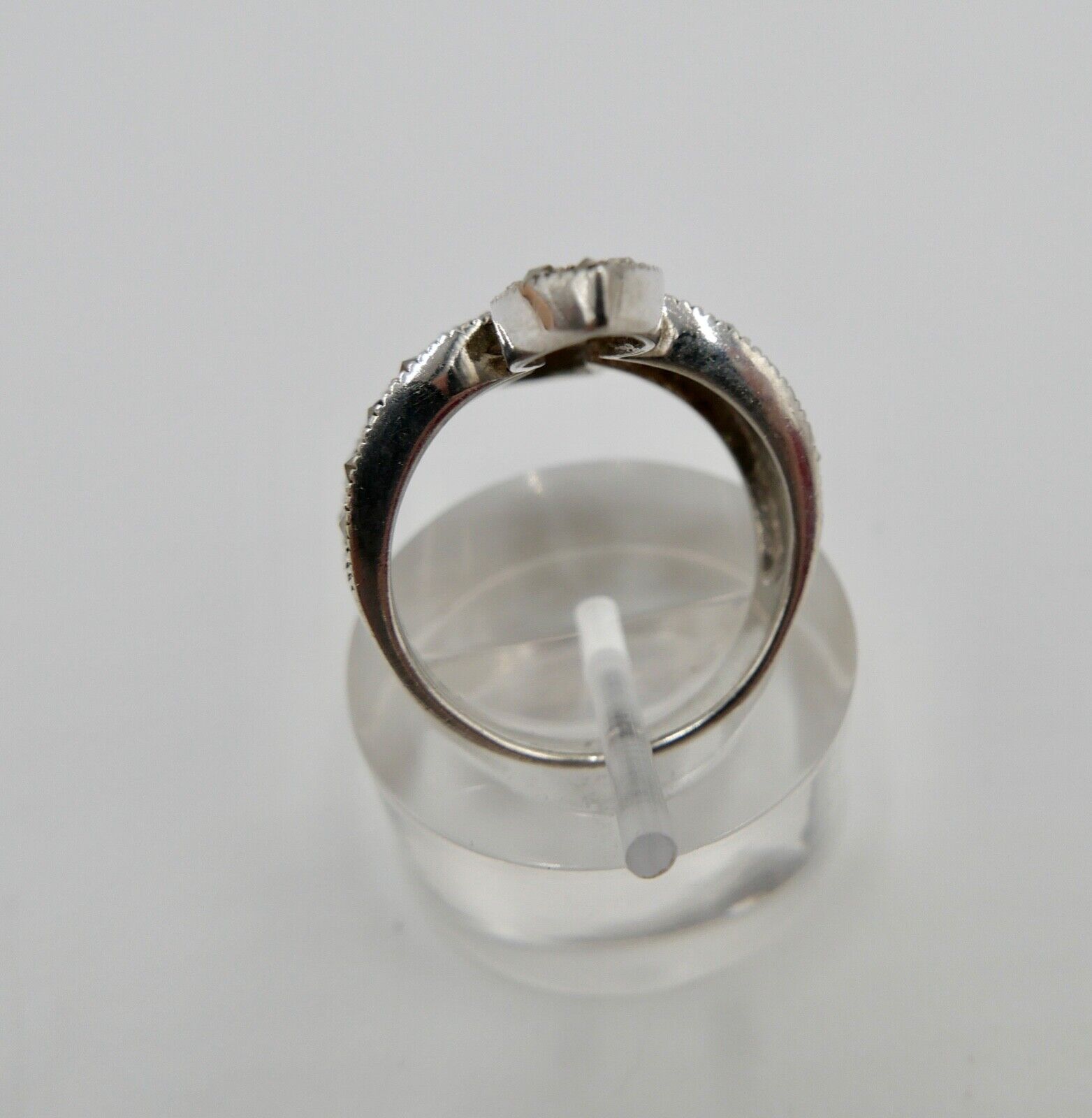 80er Jahre 925 Silberring mit Markasit Gr. 53 in Schleifenform Schleife - Antikhandel-Stuttgart