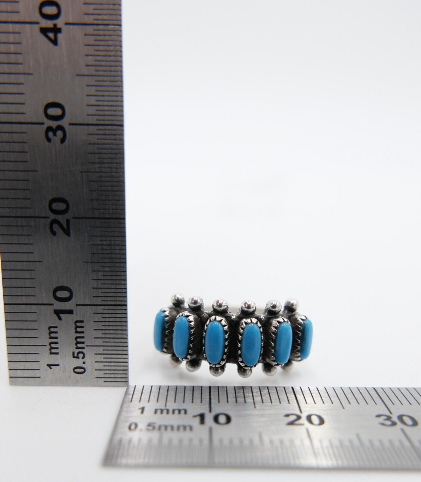 80er Jahre Silberrring Damen Türkis Cabochon Gr. 52 53 Sterlingsilber Silber 925 - Antikhandel-Stuttgart