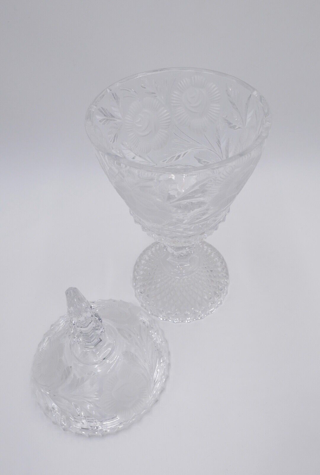 alt vintage Krug Karaffe Kanne Pokal Bleikristall geätztes Glas - Antikhandel-Stuttgart