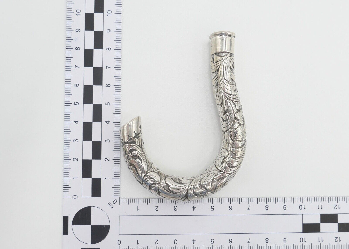 um 1900 Jugendstil Flanierstock Griff 800 Silber Monogramm JW mit Meistermarke - Antikhandel-Stuttgart