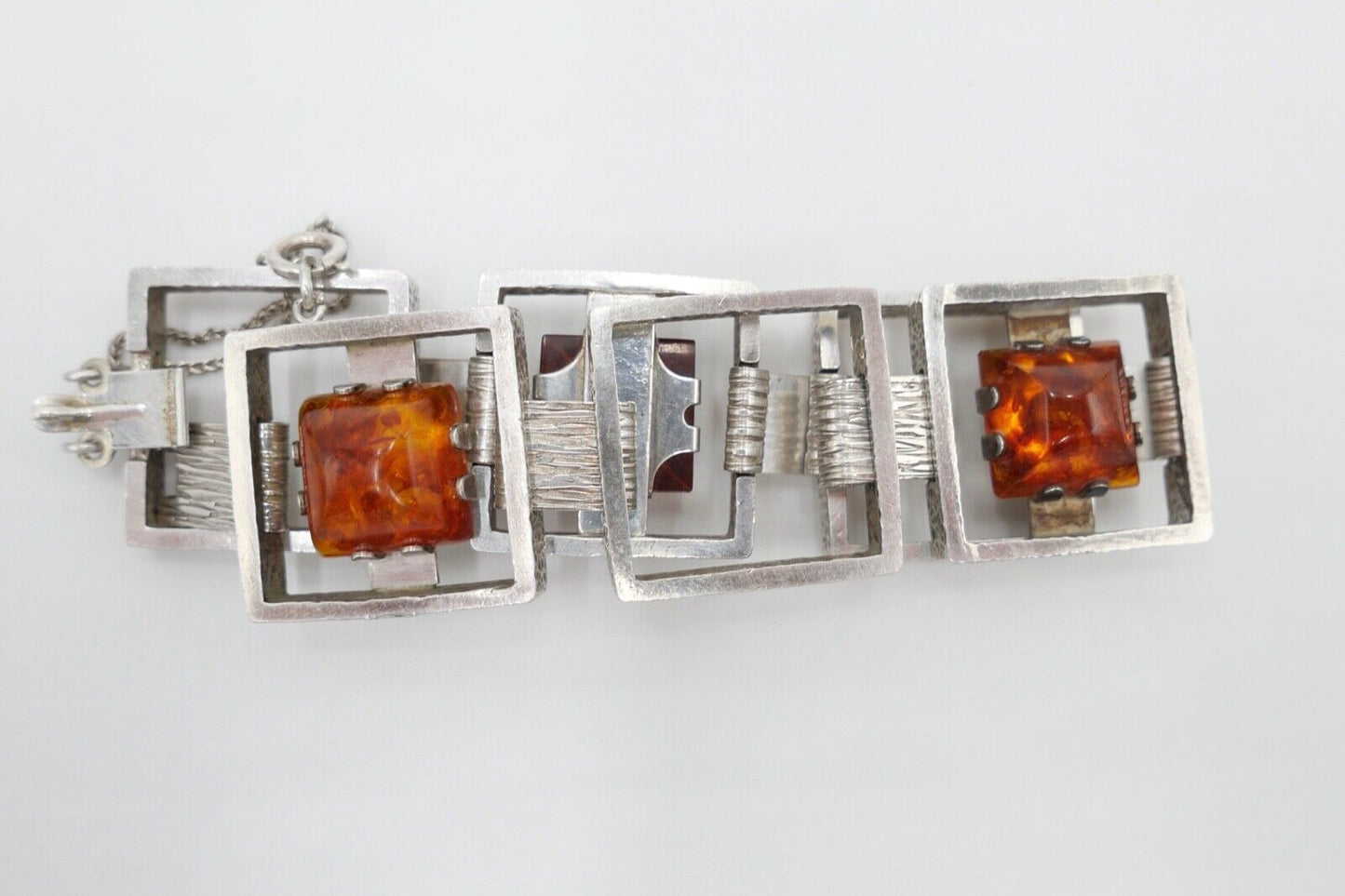 vinatge FISCHLAND Bernstein Armband 58,6 gr silber 835 Amber - Antikhandel-Stuttgart