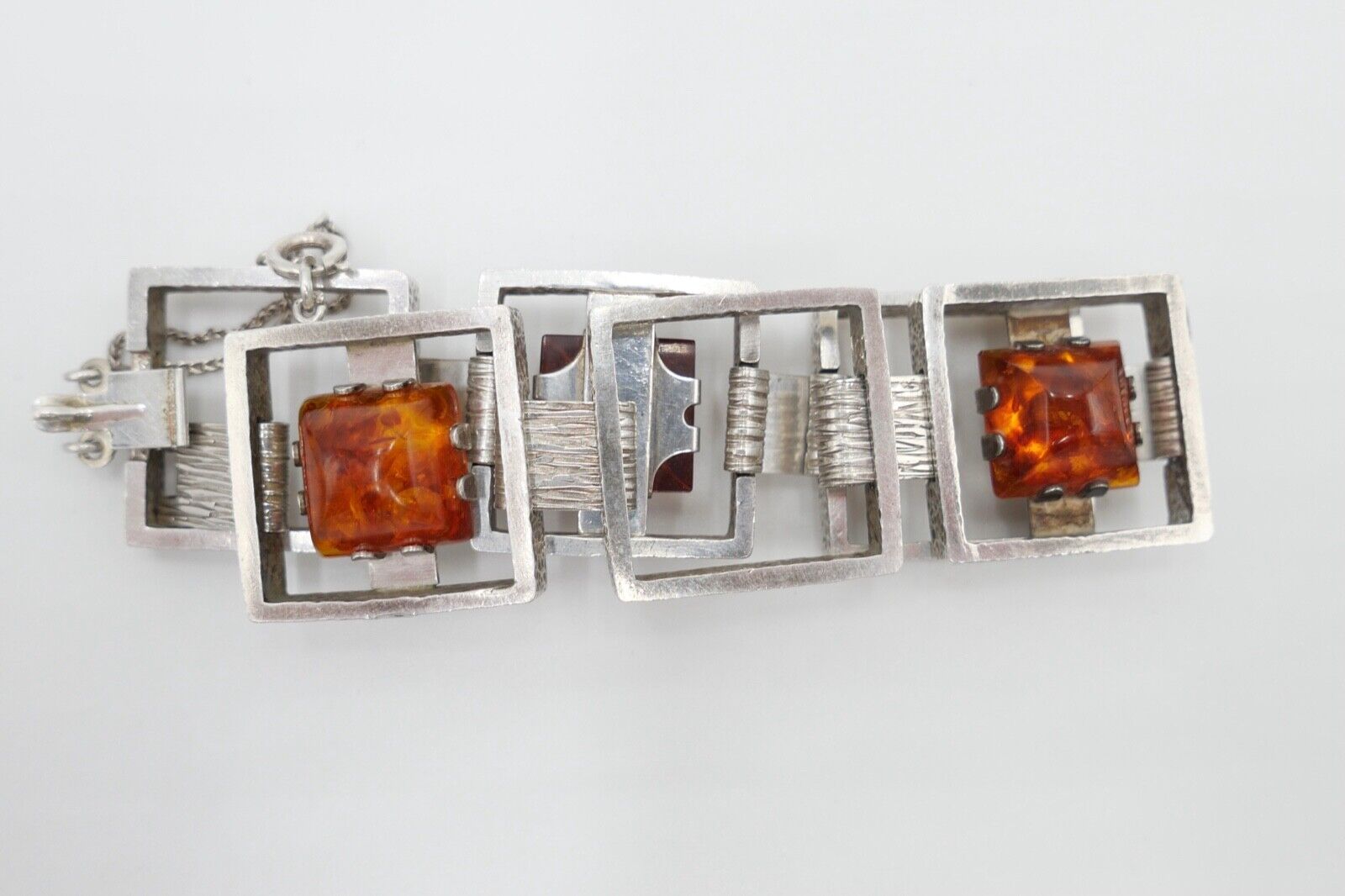 vinatge FISCHLAND Bernstein Armband 58,6 gr silber 835 Amber - Antikhandel-Stuttgart
