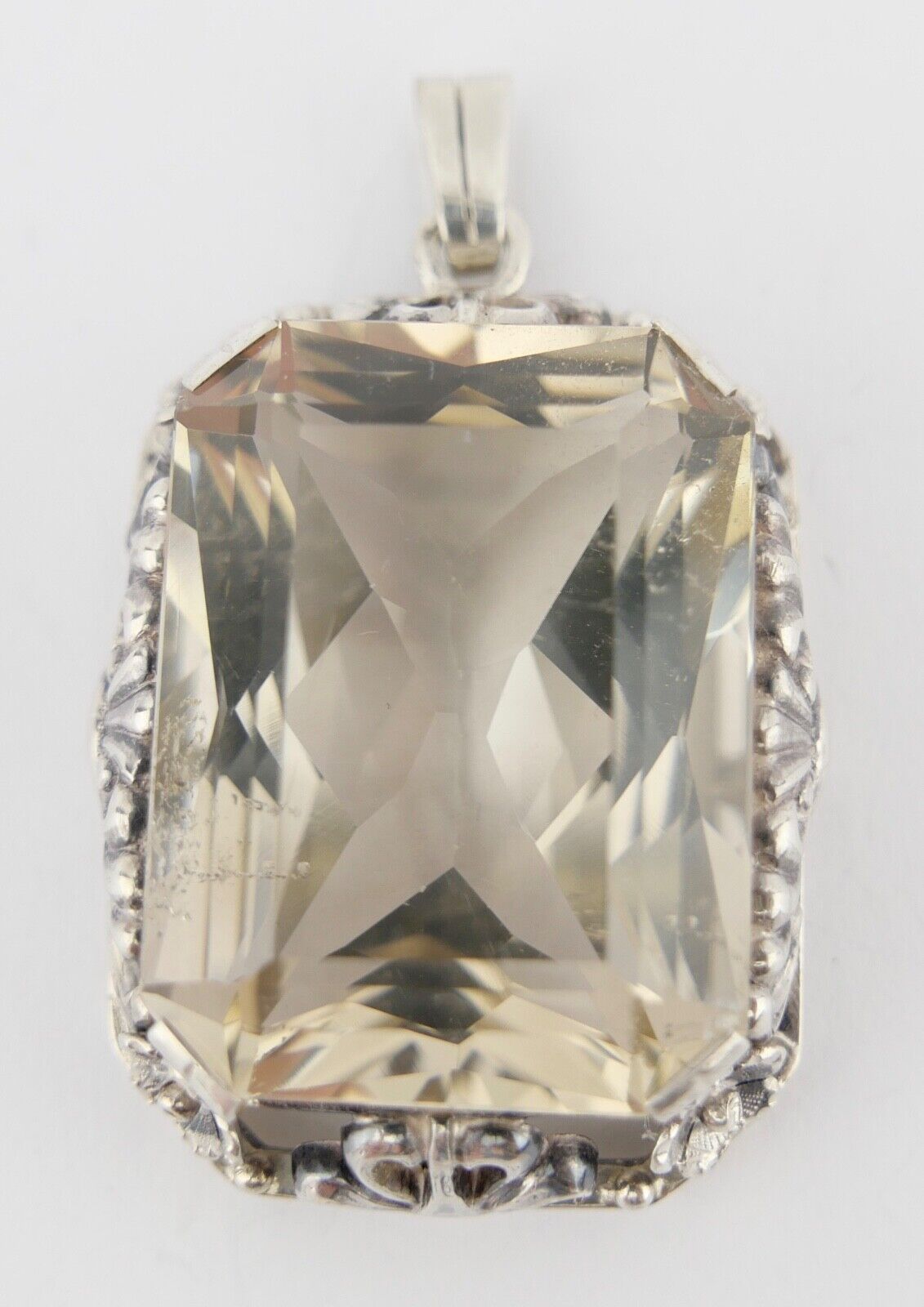 Großer Jugendstil 835 Silber Anhänger Beryll Ø 4,8 cm um 1900 - Antikhandel-Stuttgart