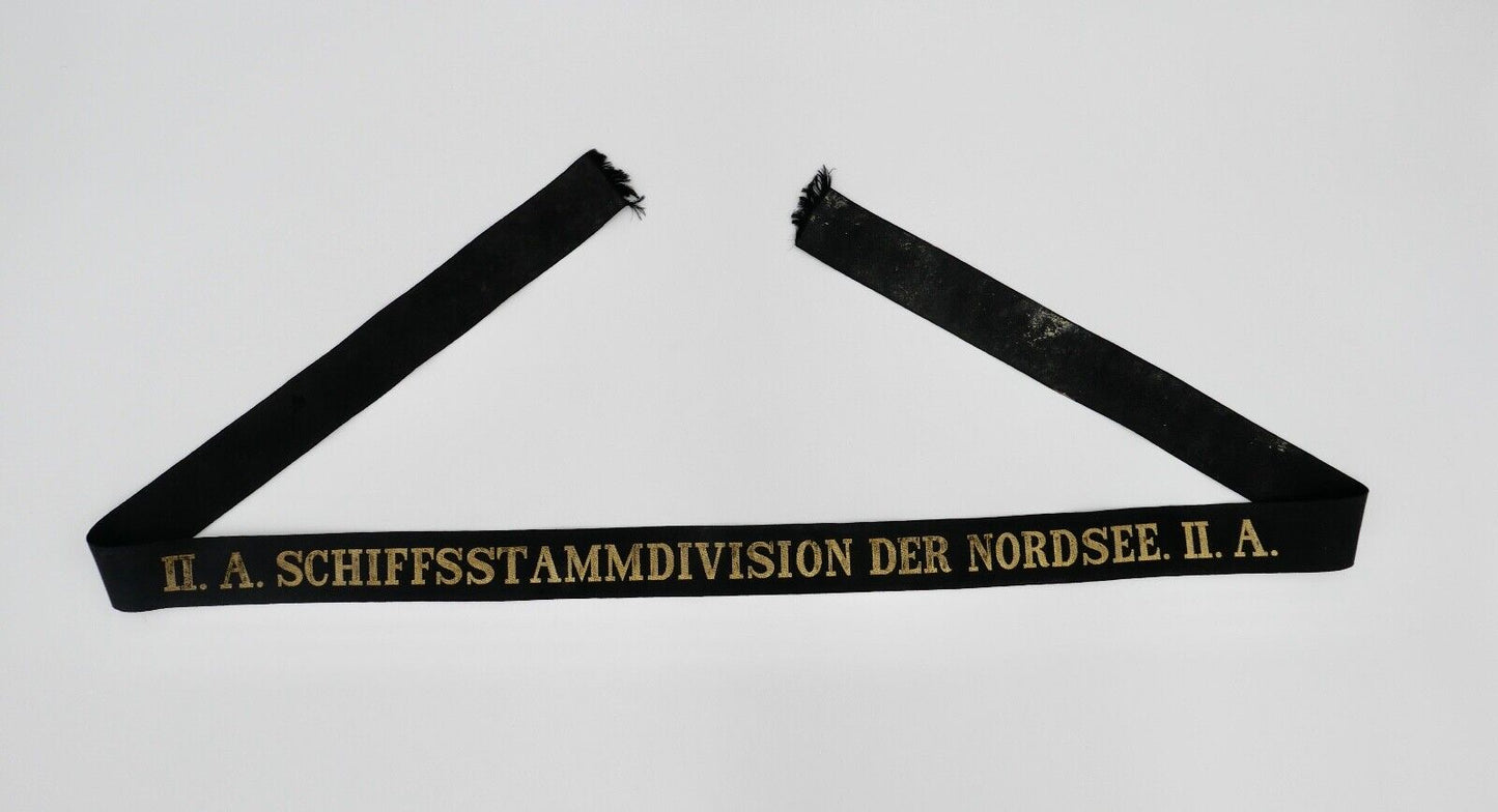 Mützenband " II.A. Schiffsstammdivision der Nordsee II.A. " Reichsmarine WK WW - Antikhandel-Stuttgart