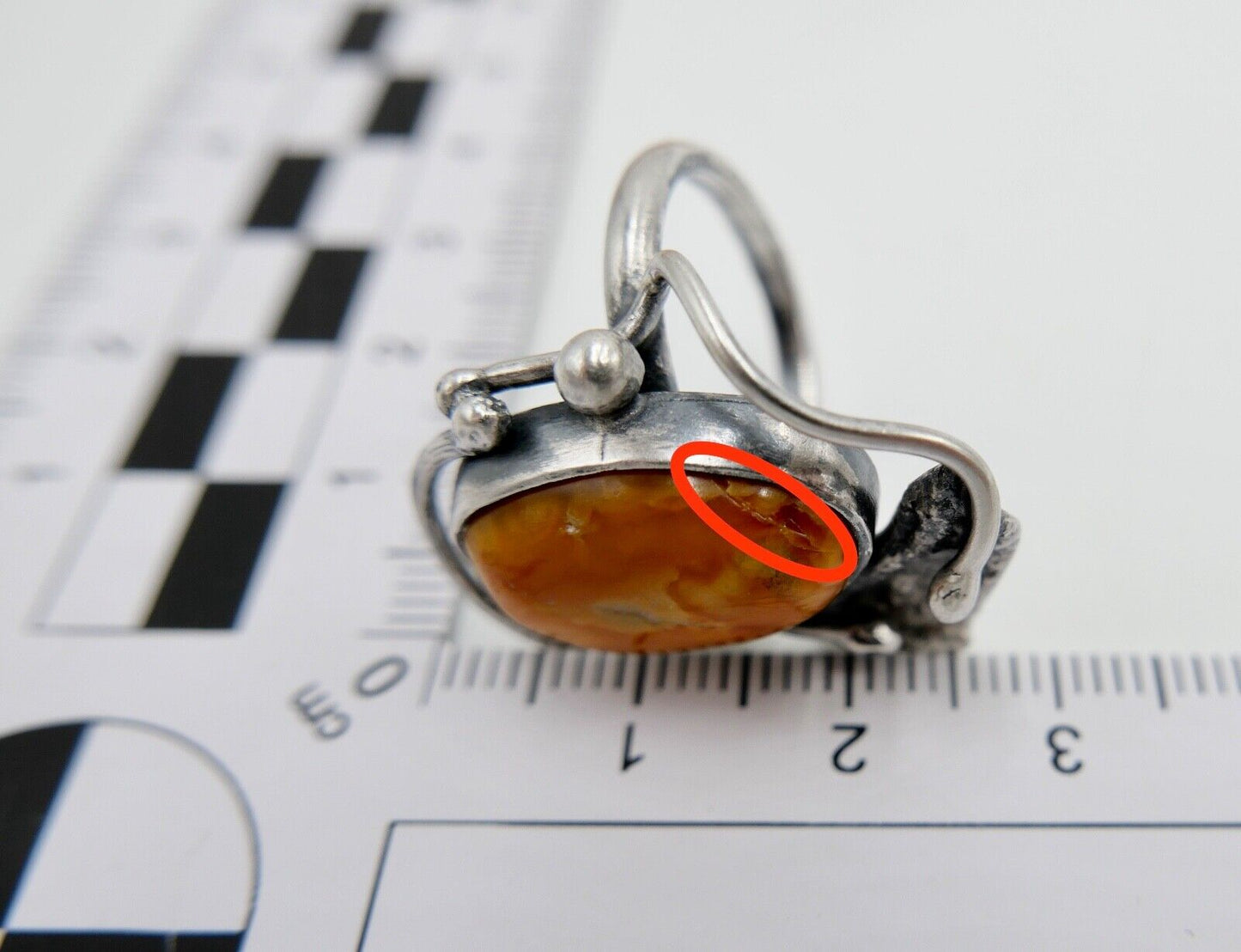 Bernstein butterscotch Designer 925 G Silber Ring Gr. 51 Frauenkopf Danzig Polen - Antikhandel-Stuttgart