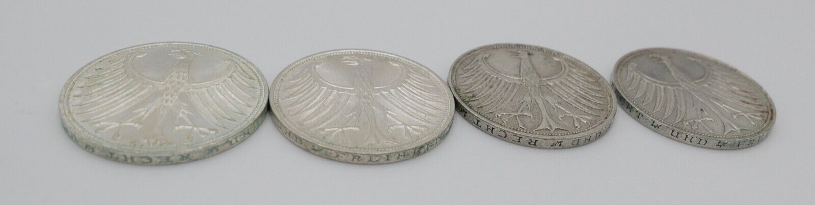 4x 5 DM 1966 J.387 Silbermünzen Silberadler Heiermann Komplettsatz D F G J - Antikhandel-Stuttgart