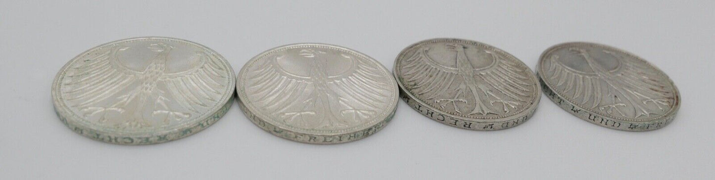 4x 5 DM 1966 J.387 Silbermünzen Silberadler Heiermann Komplettsatz D F G J - Antikhandel-Stuttgart