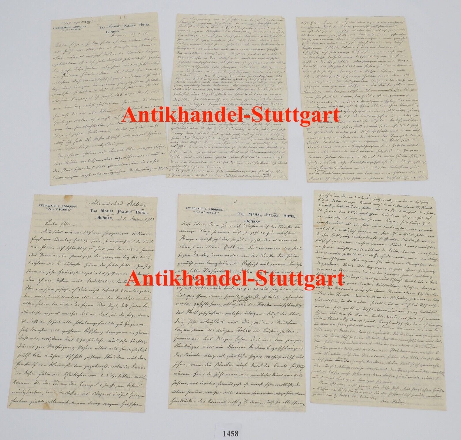 Alte Brief Telegramm Bericht " TAJ MAHAL PALACE HOTEL BOMBAI " 1910 INDIEN - Antikhandel-Stuttgart