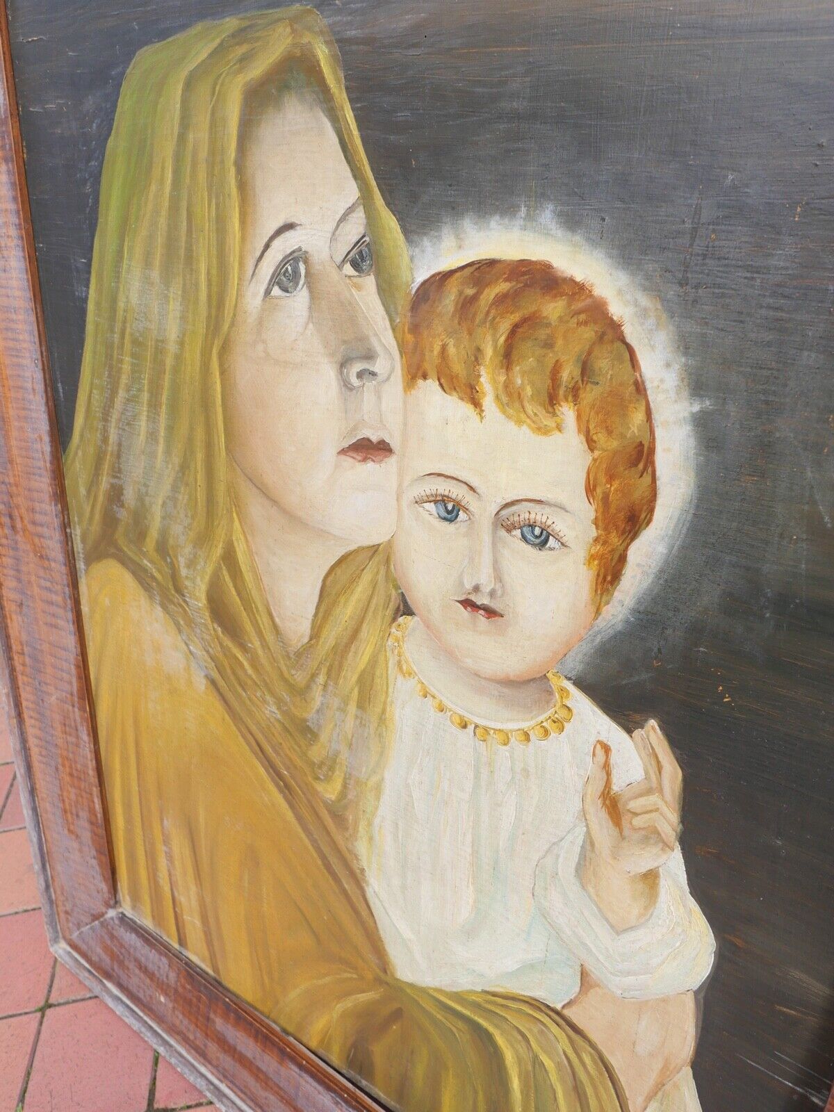 Antikes Religiöses Gemälde signiert " K. Schwarbi Eiken " auf Holz 19.Jh Schweiz - Antikhandel-Stuttgart