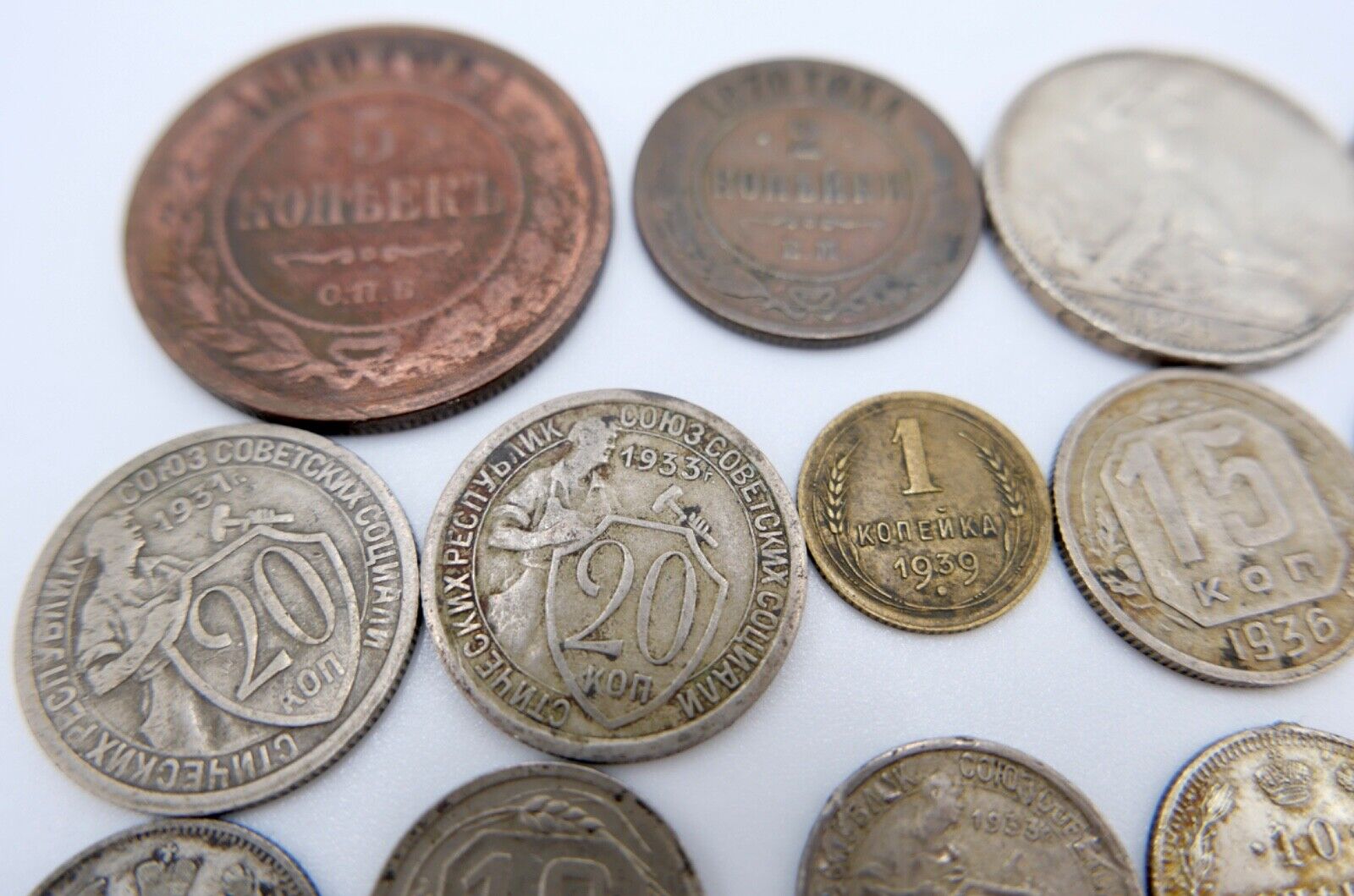 Posten Lot Konvolut Münzen Russland UDSSR KOPEKE 1870-1961 Silber - Antikhandel-Stuttgart